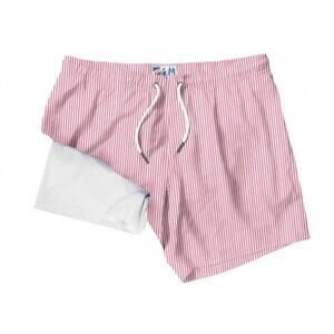 NEW BERMIES men's swim trunks in red - seersucker